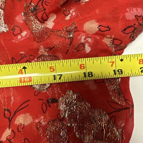 ba&sh Tanama Blouse Red Floral Gold Metallic Accents Women Size S/4 Fancy NWT - Picture 13 of 14